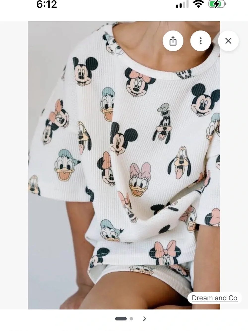 Dream & Co Kids Cream Disney Character Waffle Knit Pajama Set